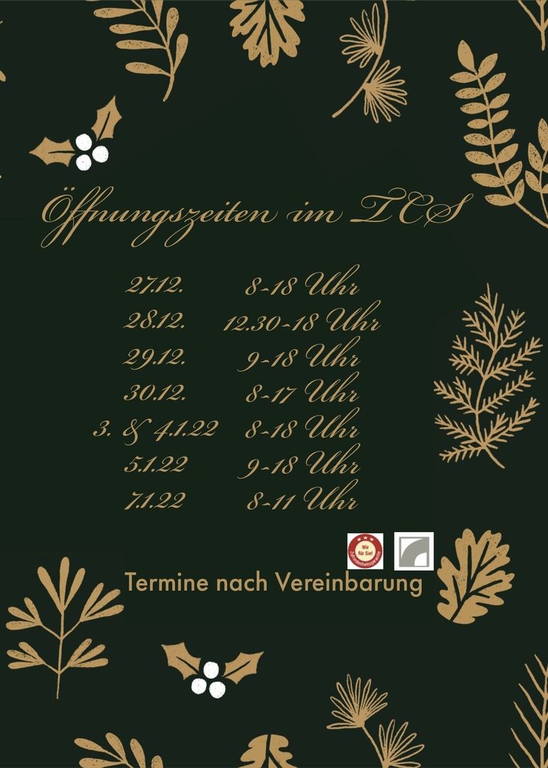 Unsere Öffnungszeiten zwischen den Feiertagen